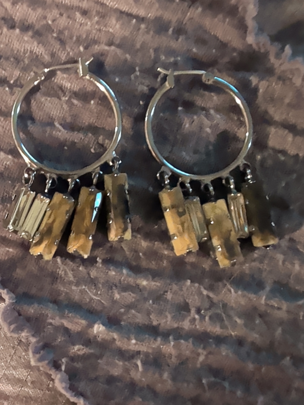 Polo by Ralph Lauren Silver Hoops with Yellow Stone Dangles